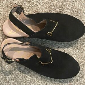 Womens black clog suede shoes